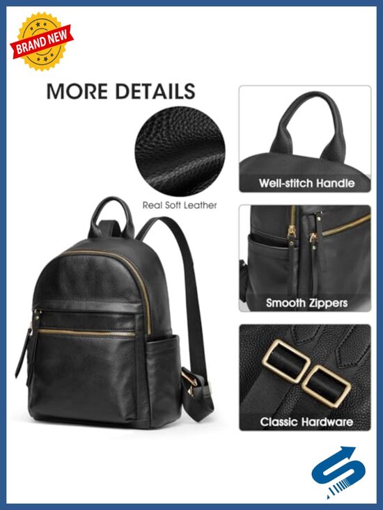 Genuine Leather Backpack Purse Multi-functional Elegant Daypack Shoulder Bag